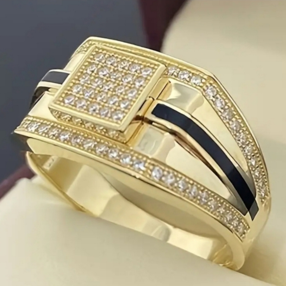 Gold and Black Men's Ring Sz 7